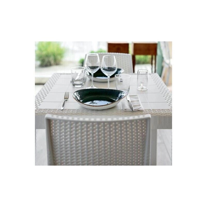 TAVOLO HOUSTON IN RESINA DA ESTERNO 150 X 90 X H74 CM COLORE BIANCO