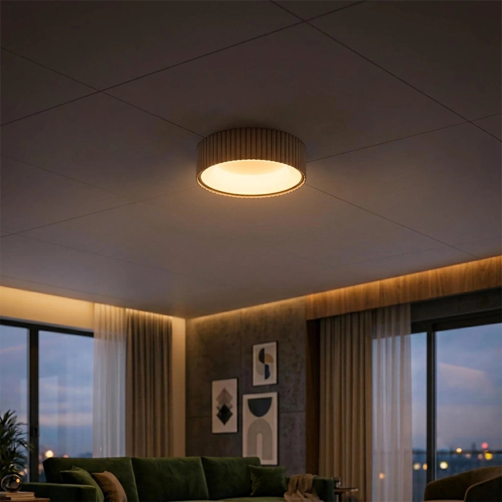 Plafoniera Moderna Tonda LED 30W Dimmerabile CCT Bluetooth Tortora con Telecomando Luce Soffitto Soggiorno Albergo Ristorante