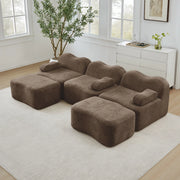 Divano Modulare U 3 Posti con 2 Poggiapiedi ¨C MINIMAL ¨C Marrone, Braccioli Mobili
