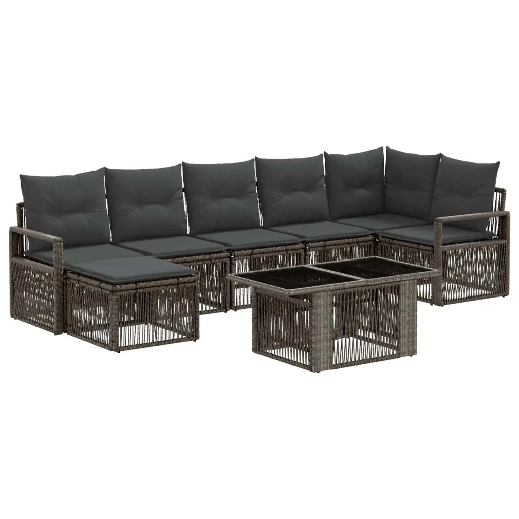Set Divano da Giardino 8 pz Grigio e Grigio Scuro polyrattan 3437132