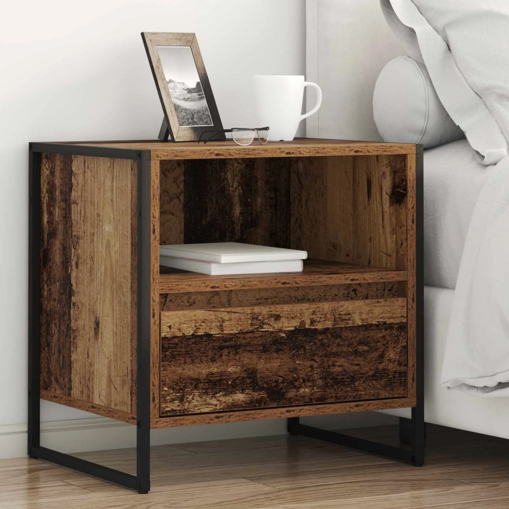 Comodino con cassetto 2 pz-Set di 2 Tavolino da notte Legno vecchio 50 x 39,5 x 50 cm