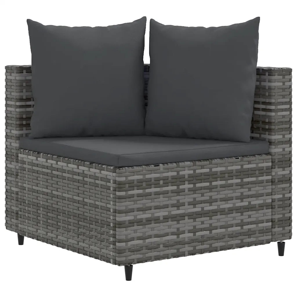 Set Divano da Giardino 9 pz con Cuscini Grigio in Polyrattan