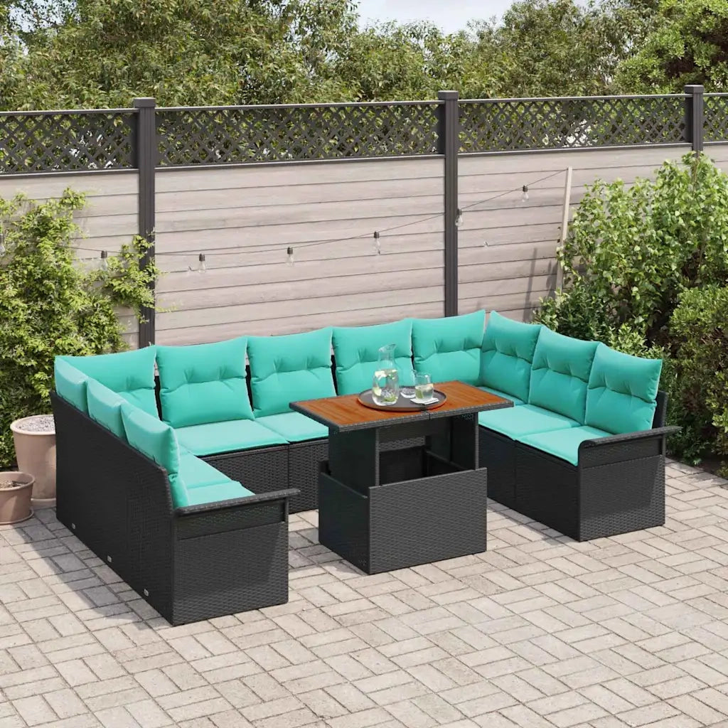 Set Divano da Giardino 10 pcs Nero Poly Rattan 3358118
