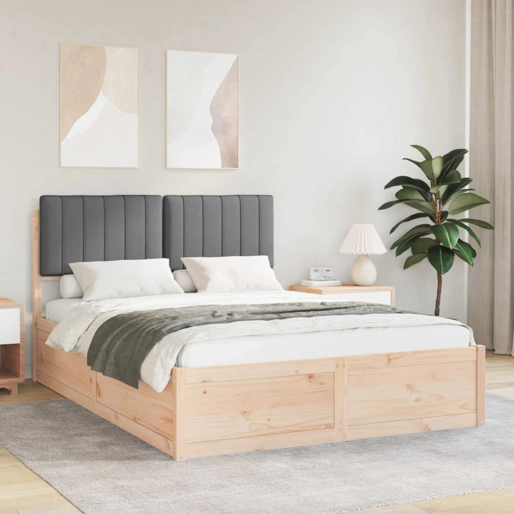 Letto con Testiera Rivestita Grigio scuro 140 x 200 cm