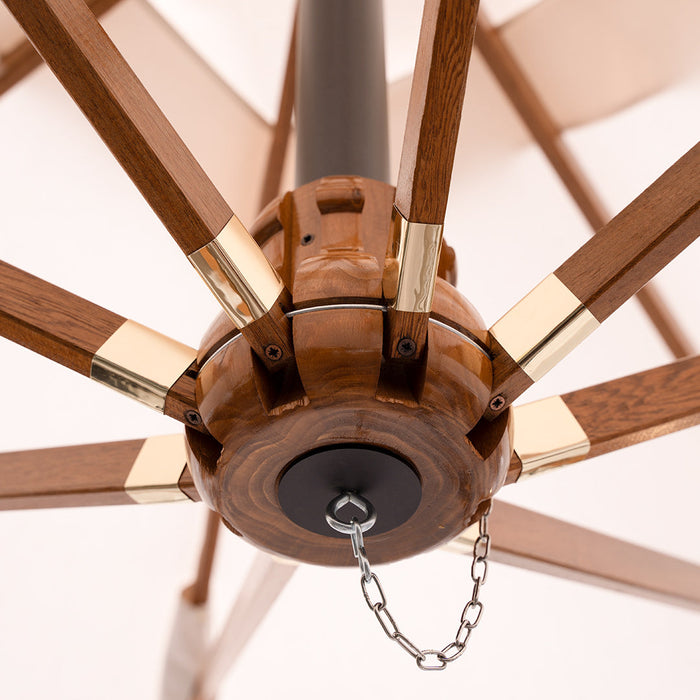 Ombrellone Decentrato da Giardino Ø3m Braccio in Legno Ecrù