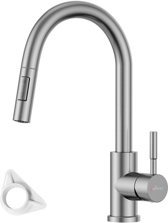 Crano da Cucina, Cucina con Maniglia Togliibile, 360° Girevole, Valvola di Miscela con Alta Pressione e 50 cm Seringa Flessibile, Rubinetto per Spout da Cucina | Laccato