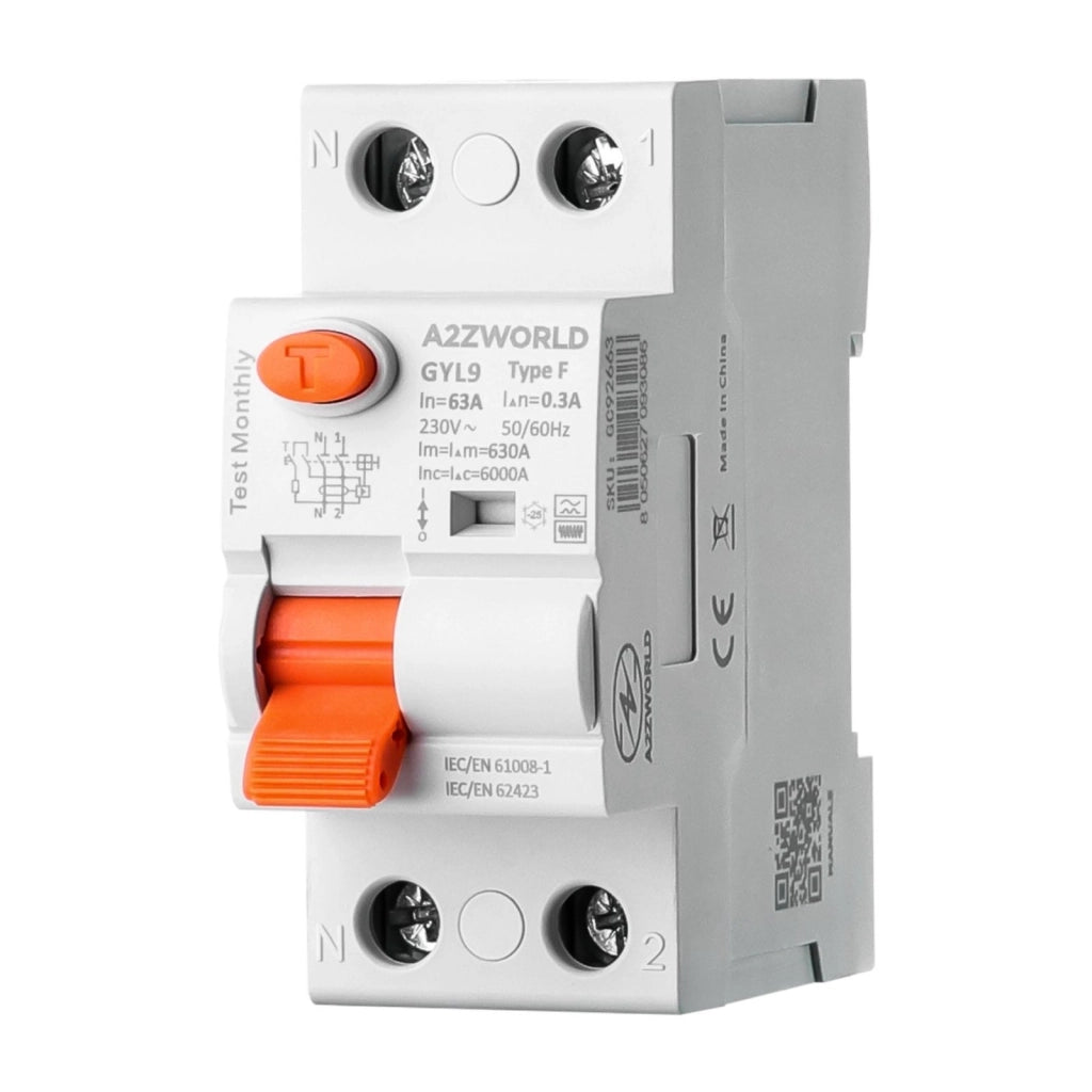 RCCB Interruttore Differenziale Puro Tipo F 1P+N 2M 6000A 300mA 63A AC 230V IP20 IEC61008-1 GYL9