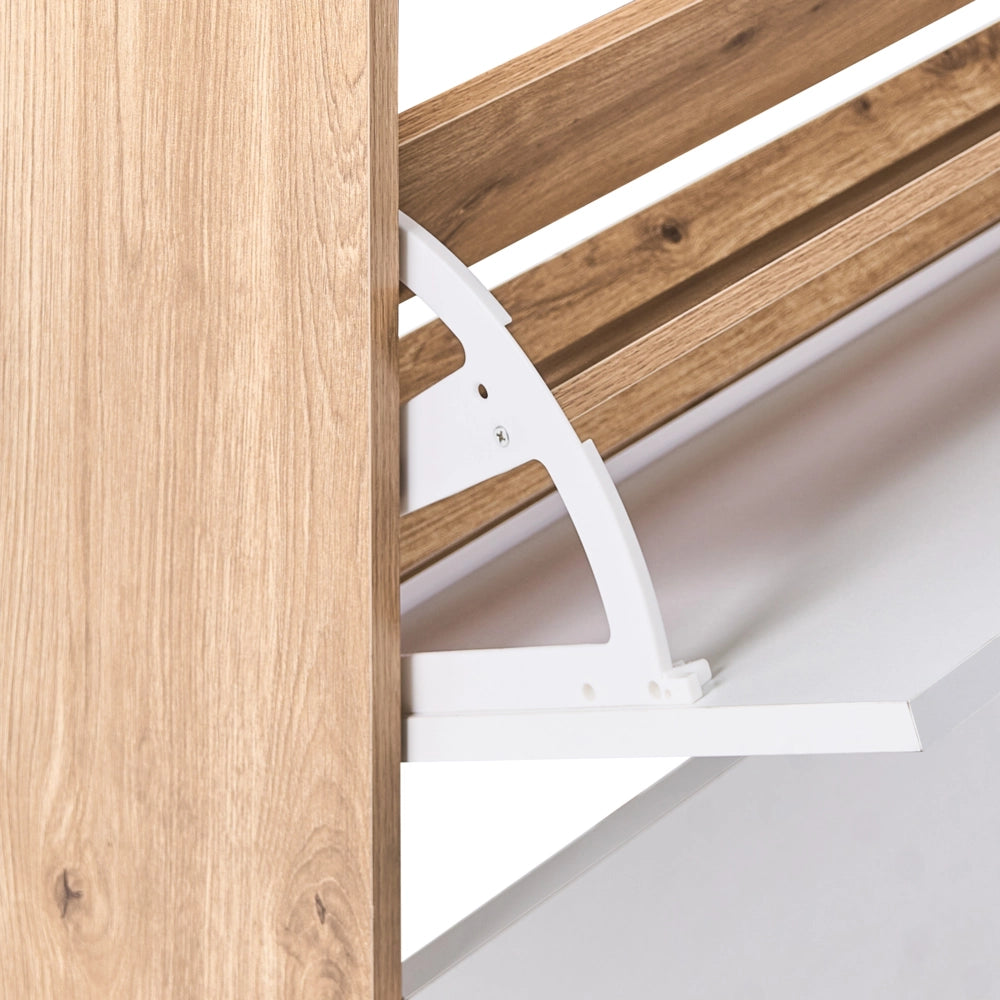 Armadio porta scarpe a 2 scomparti in legno MDF con finitura melaminica design moderno bianco e marrone chiaro