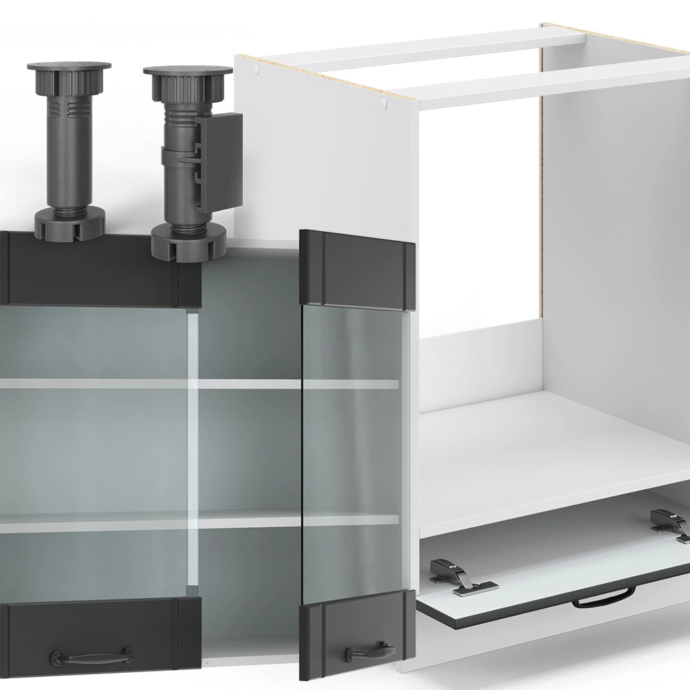 Vicco Cucina angolare completa Antracite casa di campagna/bianco 227 x 287 cm , PL Antracite