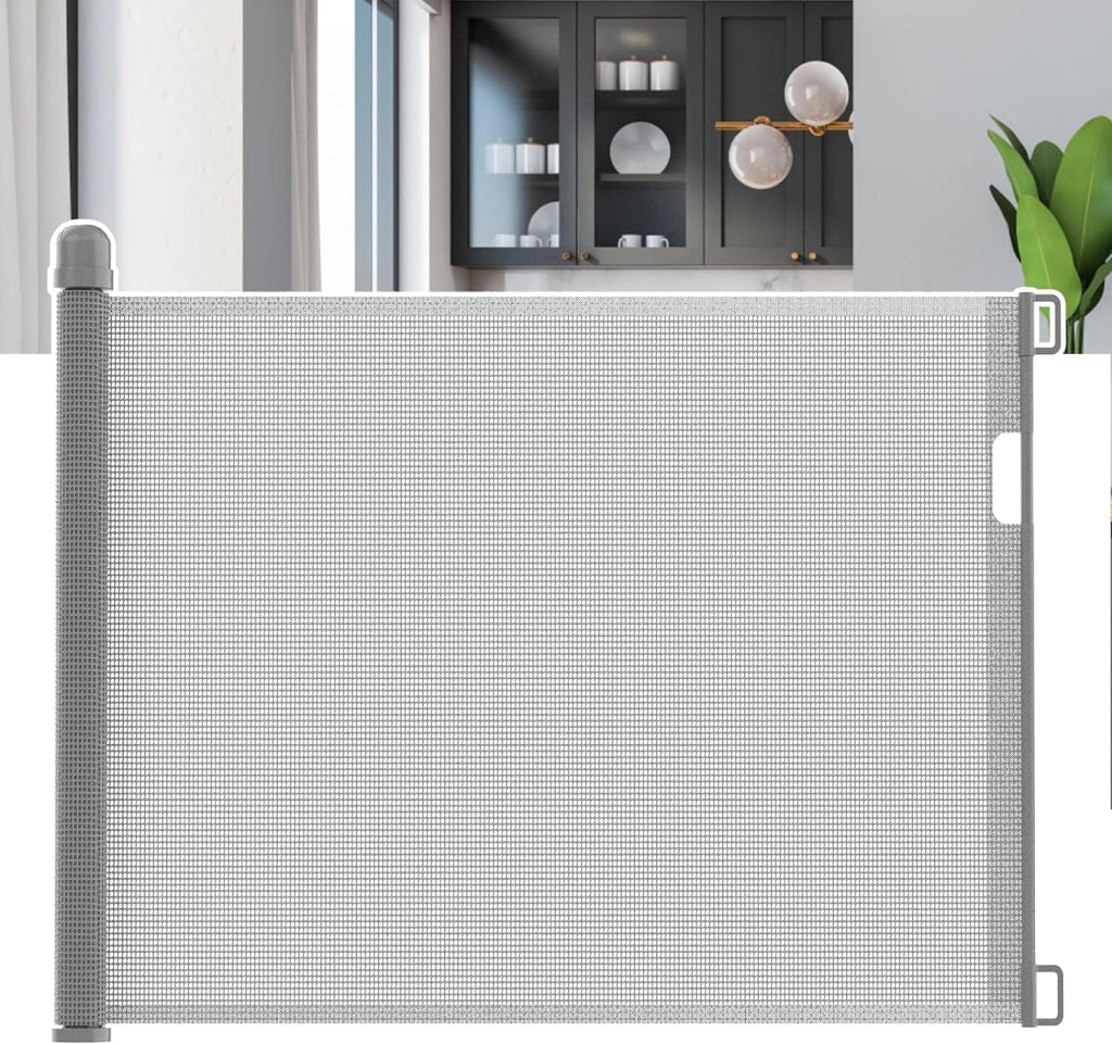 Griglia di protezione per porte e scale, estensibile, con chiusura automatica, griglia di sicurezza per porte e scale per bambini, in PVC, bianca, 300 cm