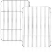 Set di due grigliate in acciaio inossidabile grandi, griglia, griglia per torte, griglia per teglia per grigliare, cuocere, raffreddare, salutari e duraturi, resistenti a forno e lavastoviglie, 41,5 x 29 x 2 cm