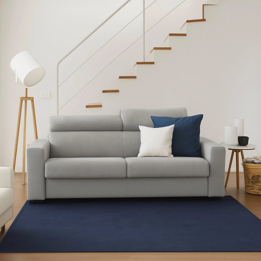 Divano Letto Aieie, Divano a 2 posti Large, Made in Italy, SofÒ  Soggiorno con apertura girevole, con poggiatesta regolabili e Braccioli slim, cm 180x95h85, Grigio