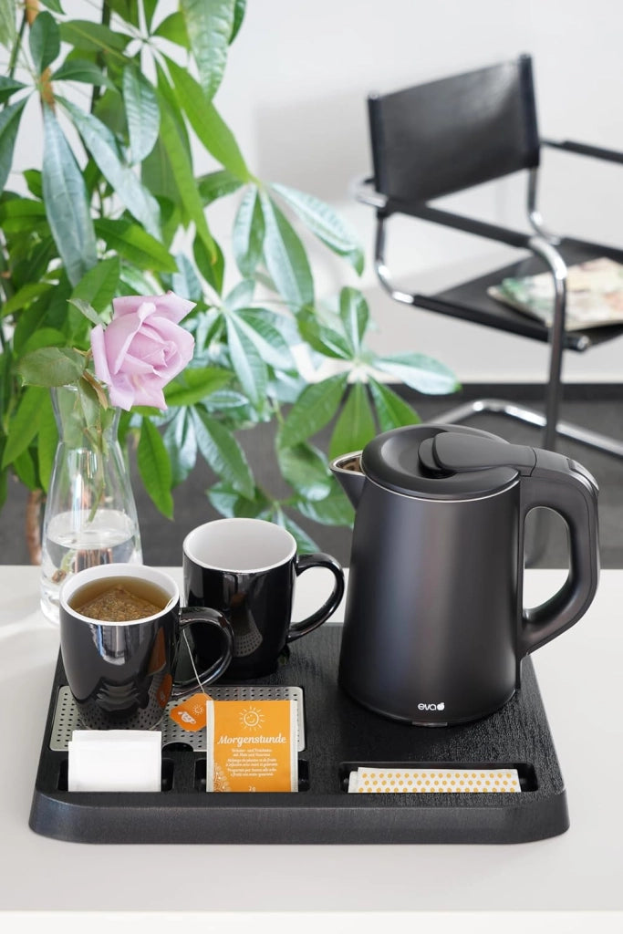 Set bollitore elettrico 4 pezzi- Nero  0,8 litri  Acciaio inox a doppia parete