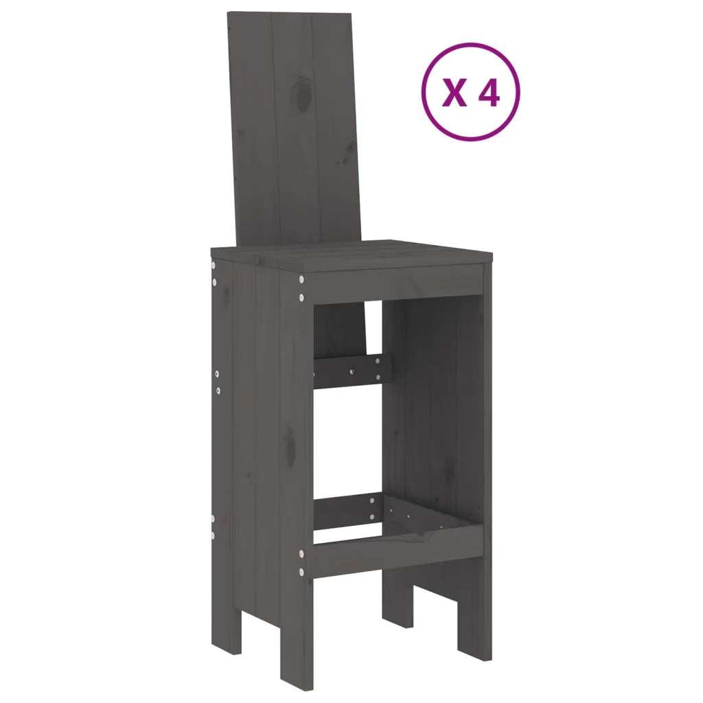 Set Bar da Giardino 5 pz Grigio in Legno Massello di Pino 3157777