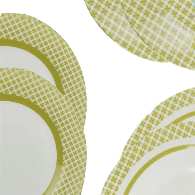 SERVIZIO PIATTI 18 PEZZI EFFETTO MOSAICO COLORE VERDE 6 PIATTI PIANI 6 FONDI 6 FRUTTA OKX