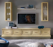 Parete attrezzata porta tv in legno shabby avorio l.303 - Mobili 2G