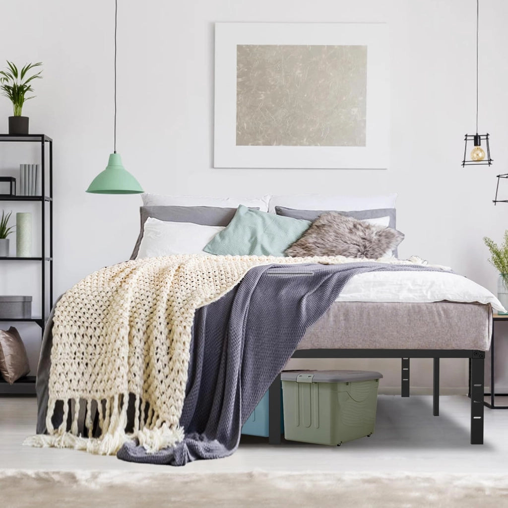 Telaio letto 140 x 200 cm, in metallo, con rete a doghe, letto matrimoniale, letto per ragazzi e ragazzi, in metallo, per camera da letto, camera degli ospiti
