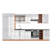 Cucina componibile Fame-Line Bianco lucido/Rovere dorato 355 cm, PL Antracite Vicco