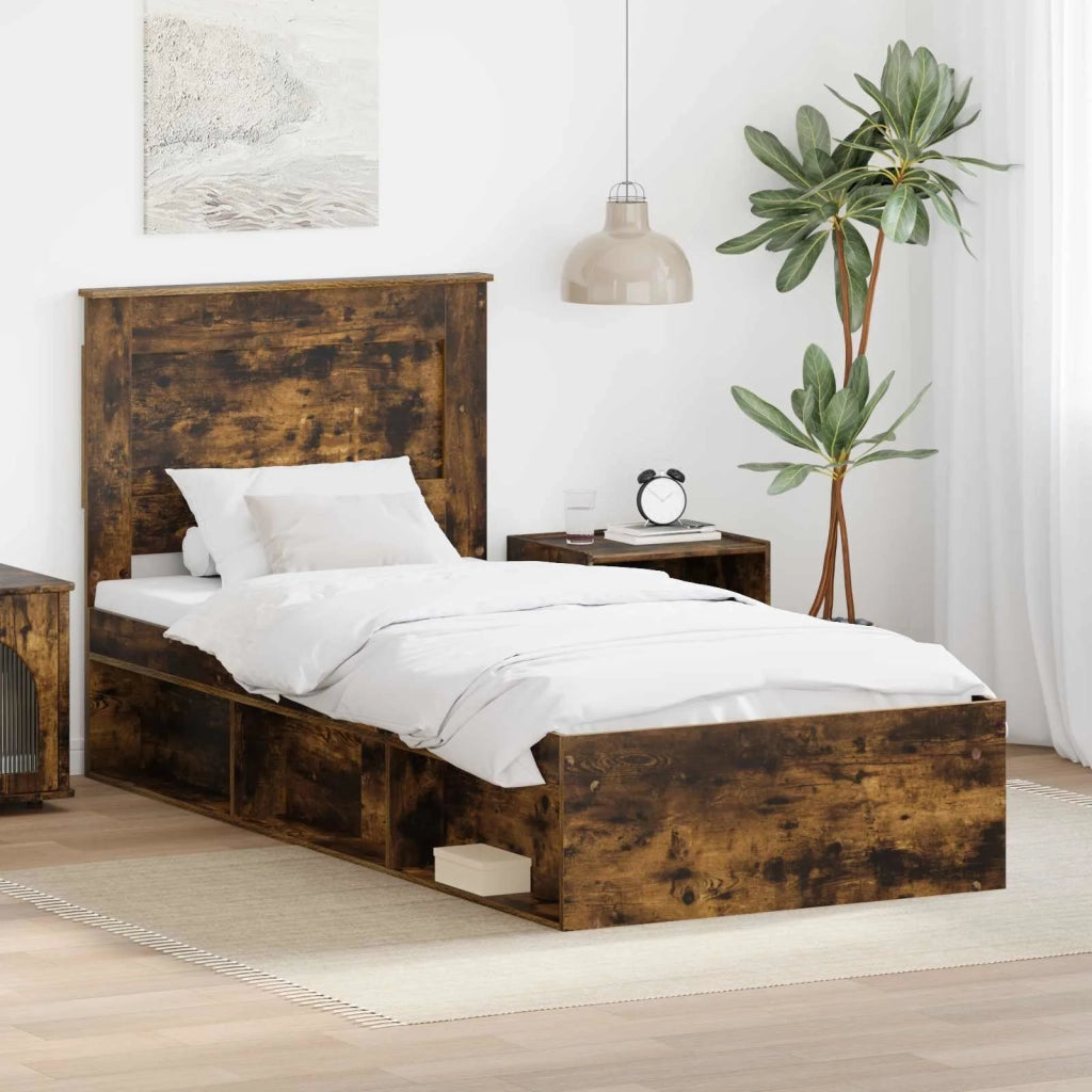 Struttura del letto Rovere fumé 90 x 200 cm Pino massello