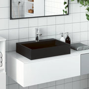 Lavandino-Lavabo-Lavello 50x38x11 cm Blocco in Marmo/Minerale Nero Opaco