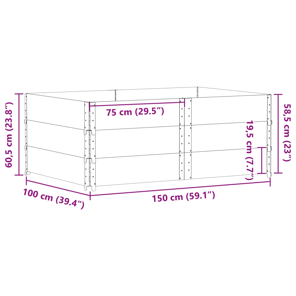 Paretali per Pallet 3 pz Marroni 150x100cm Legno Massello Pino CFW9094861