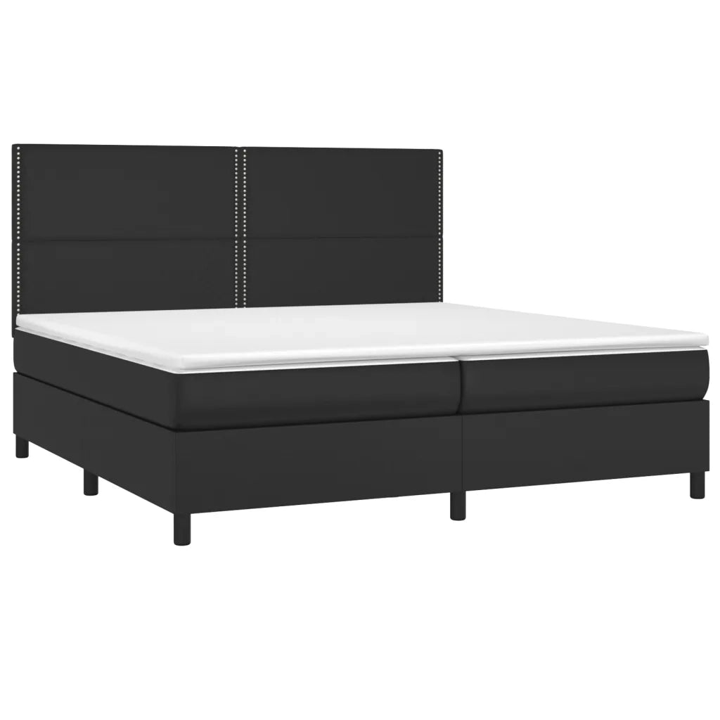 Giroletto a Molle con Materasso e LED Nero 200x200cm Similpelle 3135903
