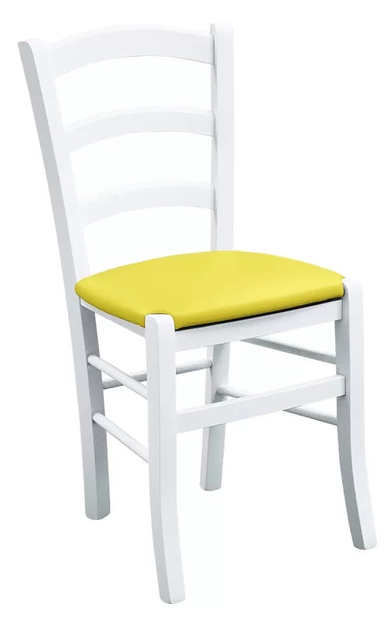Set 2 sedie legno massello bianco seduta imbottita giallo - Mobili 2G