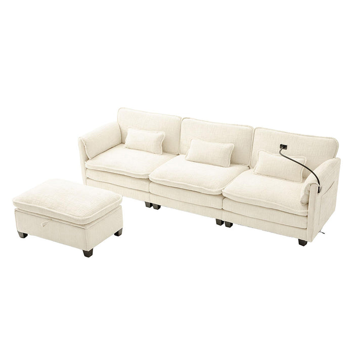 Divano 2 posti moderno - Xylo - Chenille, USB, memory foam, beige