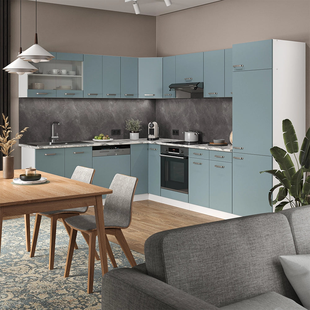 Mobile cucina angolare per sottotetto R-Line Grigio-blu/Bianco 75.6 cm con 1 porta Vicco