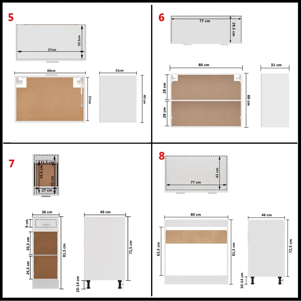 Set Armadi da Cucina 11 pz Lyon Bianco in Truciolato 3067665