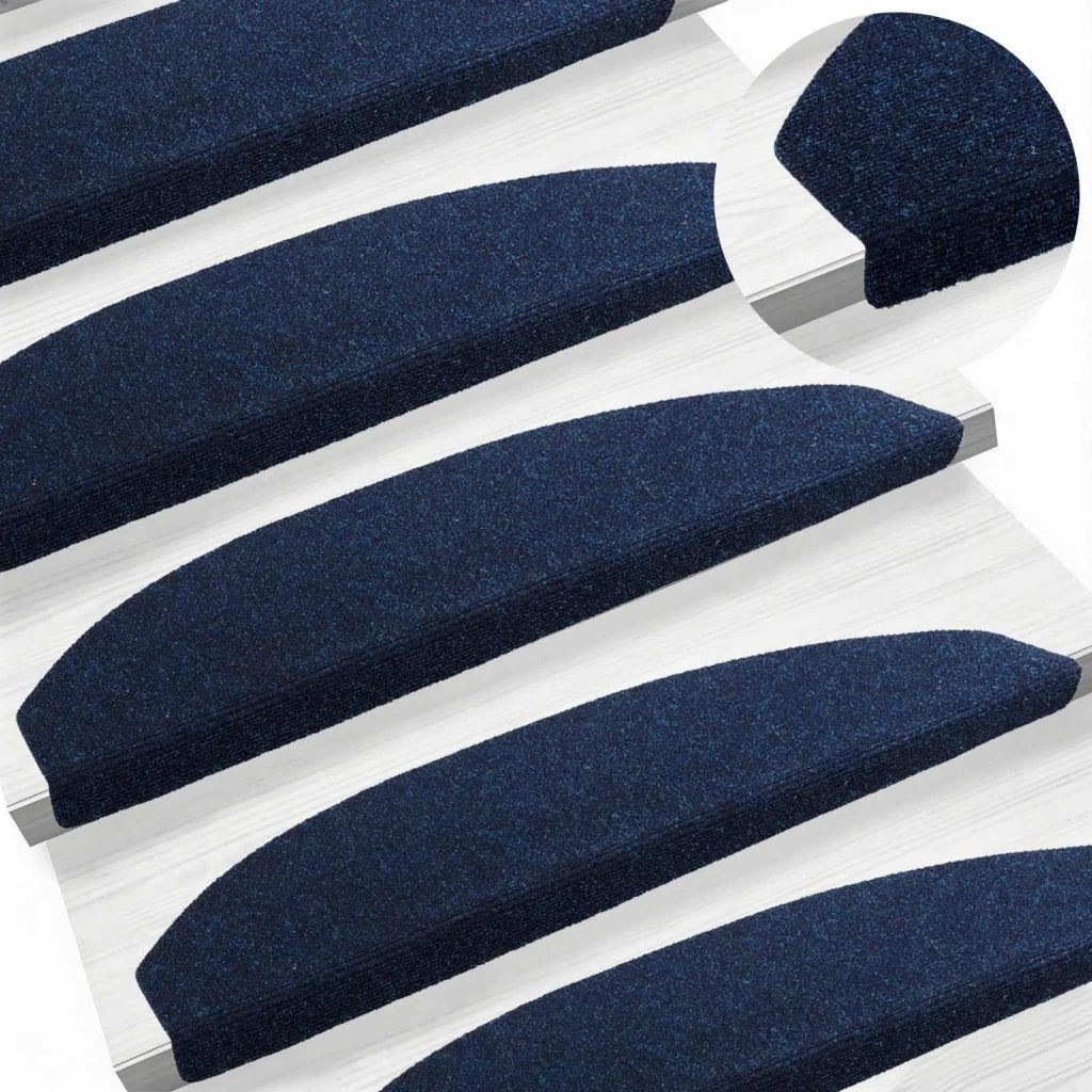 Tappetini per scale autoadesivi 15 pcs Navy 80 x 24,5 x 3,5 cm