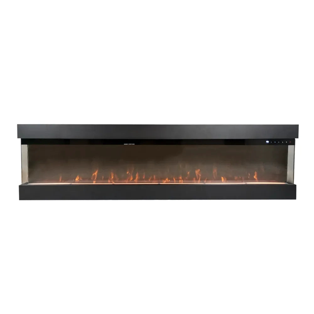 Tempo Style - Camino elettrico a parete e da incasso VELAR | Stufa ventilata da 750W/1500W a basso consumo (Nero, 182cm)