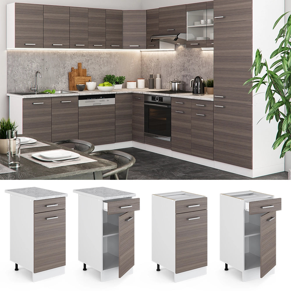 Vicco Mobiletto base per cucina Grigio 40 cm , PL Rovere