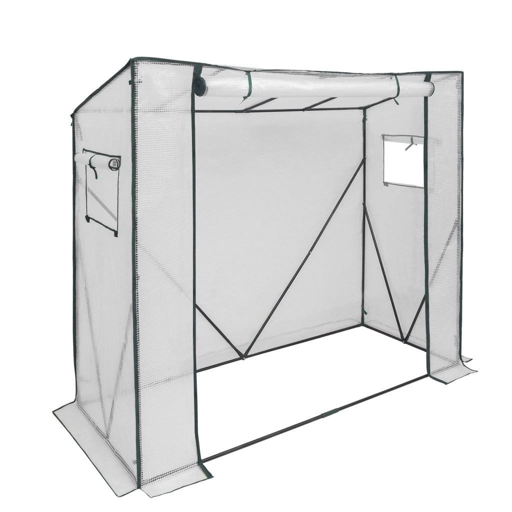 Serra a tunnel con copertura in PE traslucido e struttura in acciaio bianca per balcone e giardino 200 × 77 × 169 cm