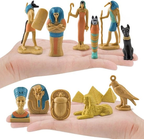 Collezione di Statue Antiche dei Dioscuri Egizi - 12 pezzi - Miniature in PVC - Decorazioni da Collezione - Statue Autentiche - Figurine Decorative