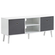 Mobile TV con 2 Cassetti e Ripiani Aperti ¨C Xylo ¨C Bianco e Grigio 110x29x46,5 cm