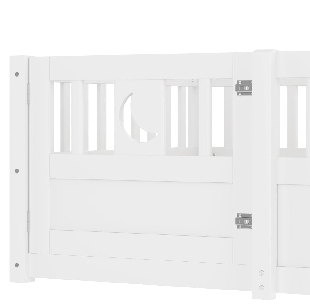 Letto per bambini 90x190 cm con sponde di sicurezza e decorazioni stella e luna; bianco