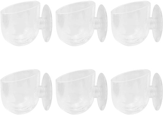 Set di contenitori per acquario 6 pezzi - Contenitore per piante trasparente - Fodero per cibo in acrilico - Con morsetto - Duraturo - Riciclabile - Fodero per cibo per acquario