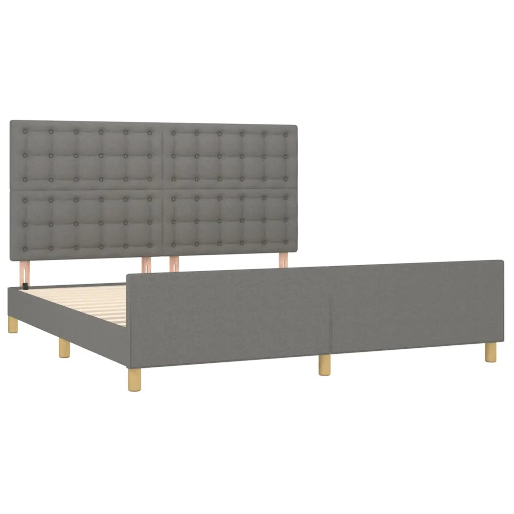 Giroletto con Testiera Grigio Scuro 180x200 cm in Tessuto 3125398
