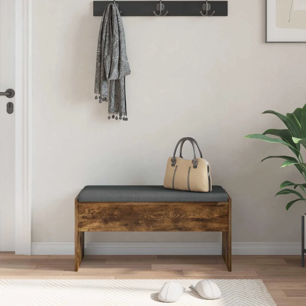 Panca per ingresso con cuscino Rovere fumé 83 x 38 x 40 cm