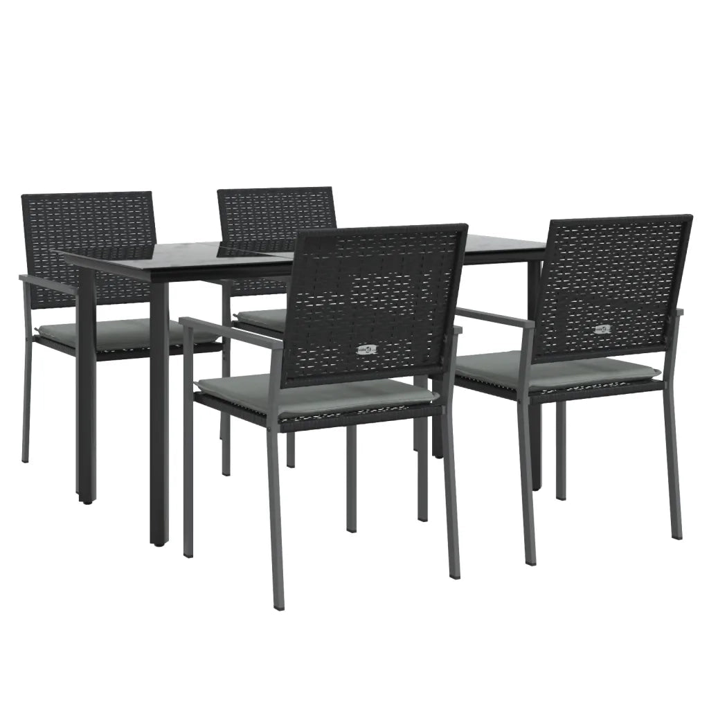 Set Pranzo da Giardino 5pz con Cuscini in Polyrattan e Acciaiocod mxl 124537