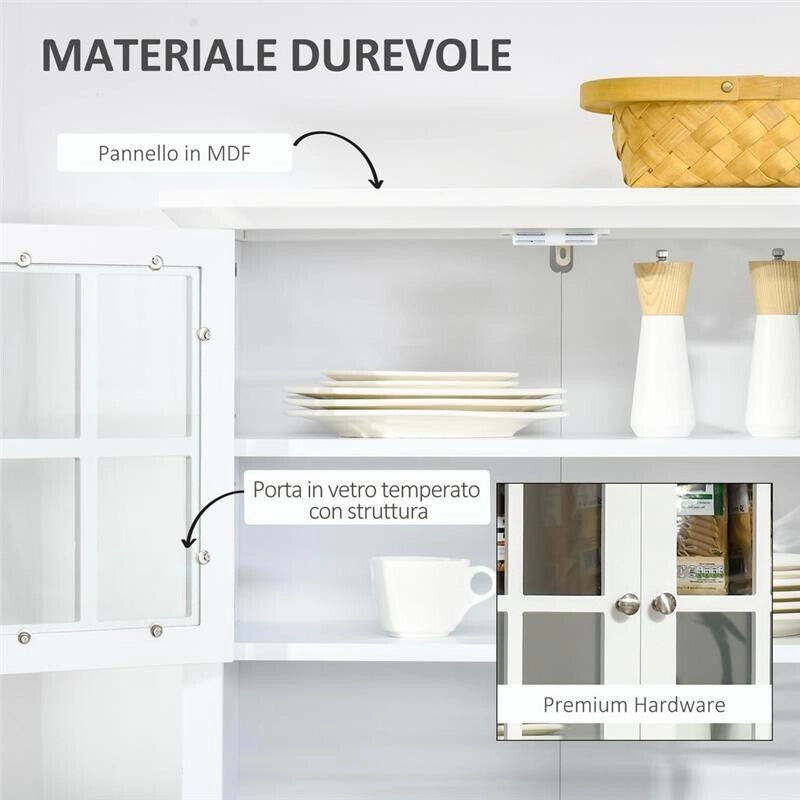 MOBILE ALTO CON 2 ANTE E RIPIANI REGOLABILI 68.6X40X164CM BIANCO