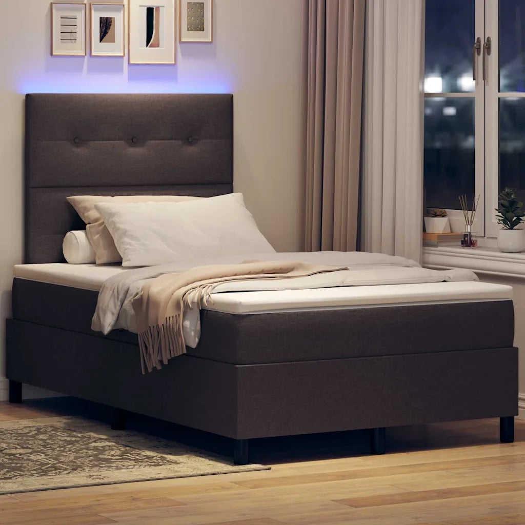 Letto a molle con materasso Marrone scuro 120 x 190 cm Tessuto 3342854