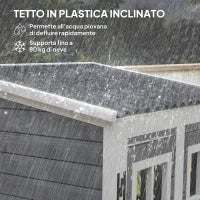 Casetta da Giardino in Legno con Ripiani Regolabili, Due Porte con Blocco e Finestre, Grigio