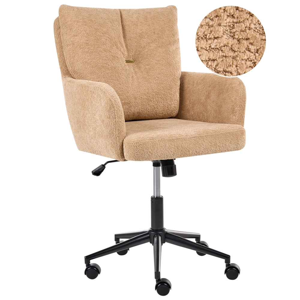 Sedia da ufficio in tessuto Boucle Struttura in metallo Funzione girevole Inclinazione Altezza regolabile Mobili da ufficio Beige