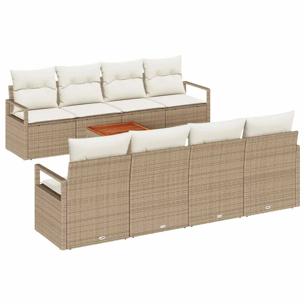 Set Divano da Giardino con cuscino 9 pcs Beige polyrattan 3347680