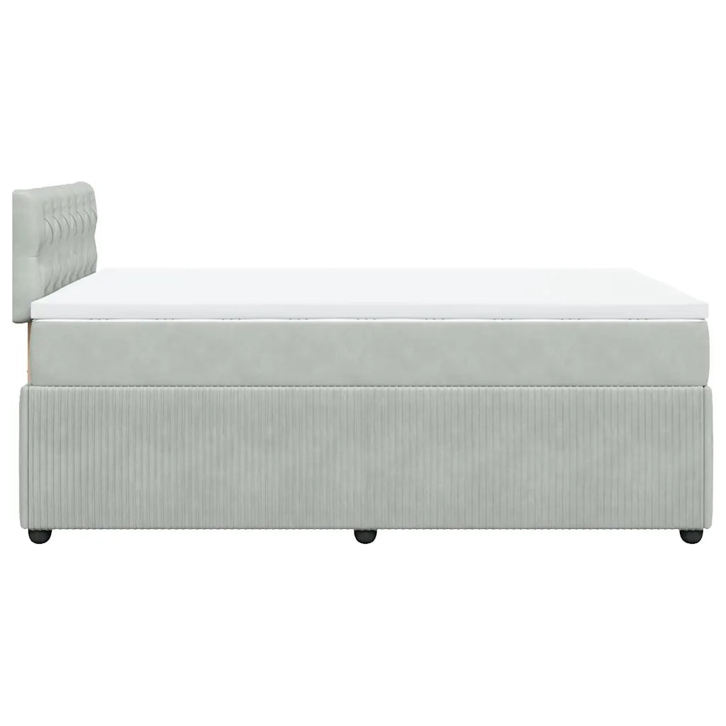 Giroletto a Molle con Materasso Grigio Chiaro 120x200cm Velluto