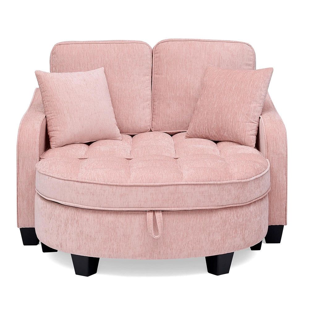 Divano letto multifunzionale - Xylo - Tessuto traspirante, legno di eucalipto, rosa