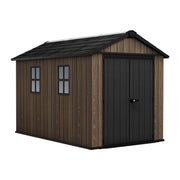 Apex 7511/1175- Casetta da Giardino 350x246x230 cm 2 Ante per deposito attrezzi finitura effetto legno Evotech+ in Resina Marrone e Nero