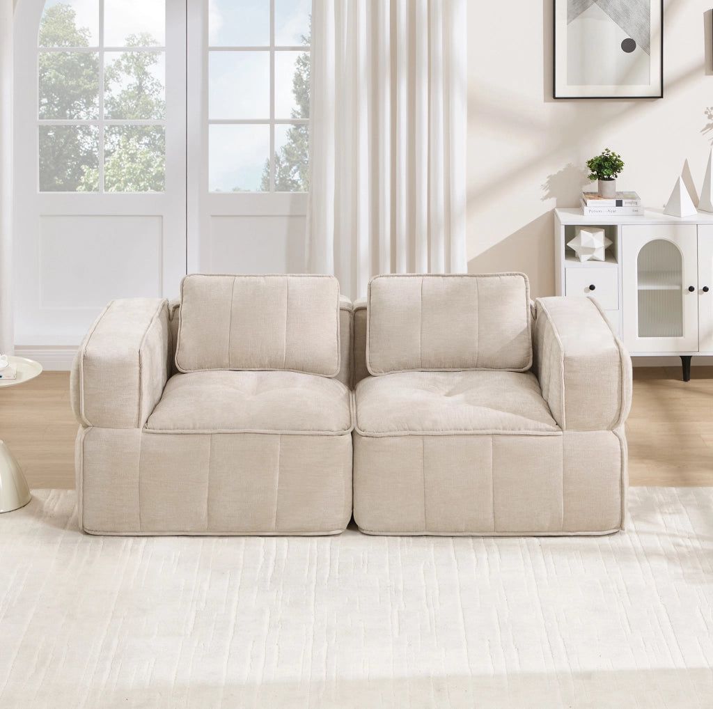 Divano modulare senza struttura in poliestere beige 198 x 93 x 67 cm